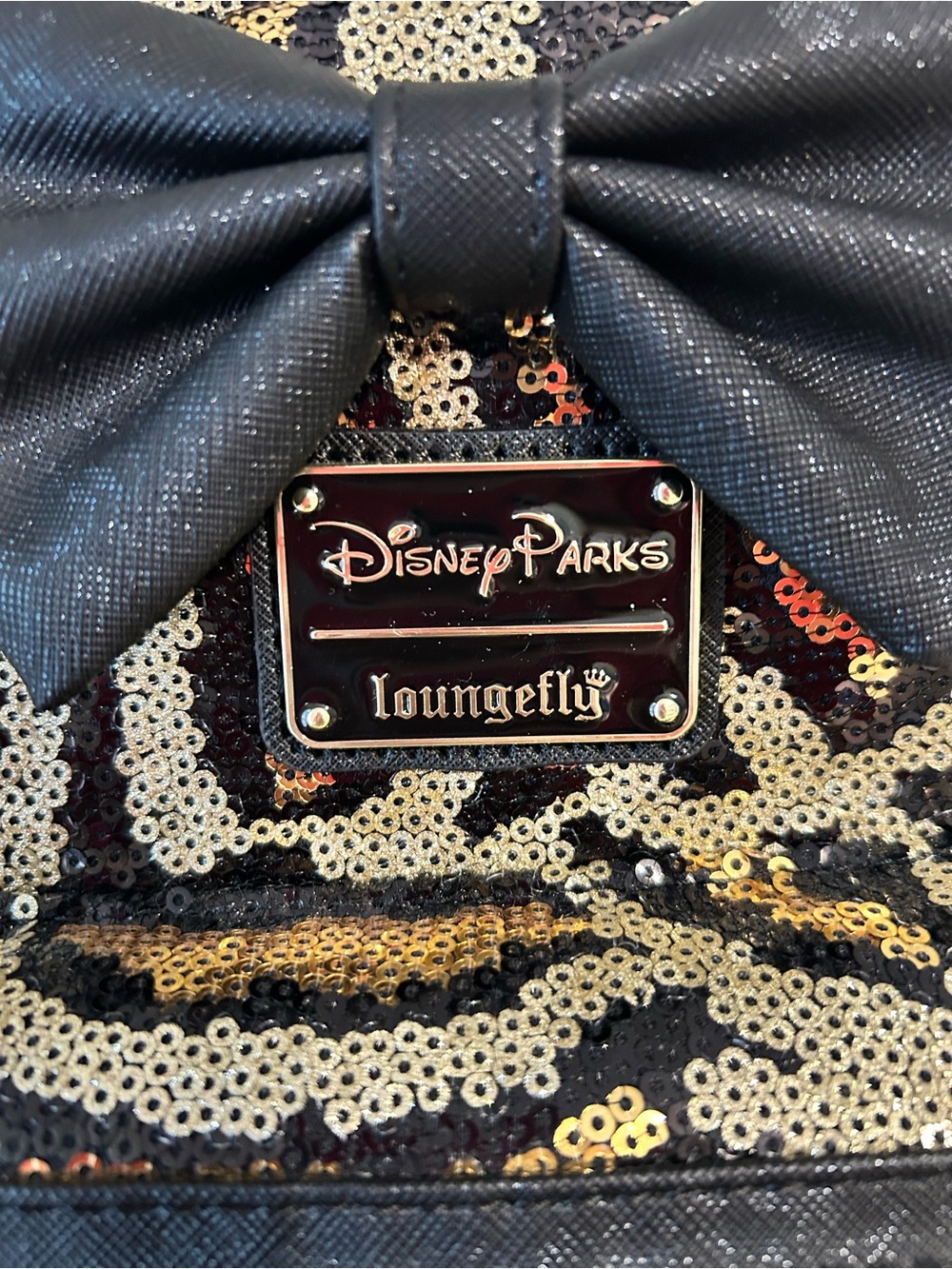 Disney Parks Loungefly Leopard Sequin Mini Backpack in Gold and Black - Picture 6 of 6